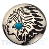 Concho #096 30mm Indianer Kopf Conchos Silber Stein Blau