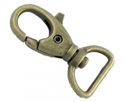 10er Pack Karabinerhaken 16 x 40mm mit geradem Wirbel Altmessing