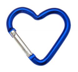 10er Pack Aluminium Karabinerhaken Herz 43 x4mm Blau eloxiert