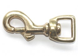 10er Pack Karabinerhaken Messing 16 x 77mm mit geradem Wirbel