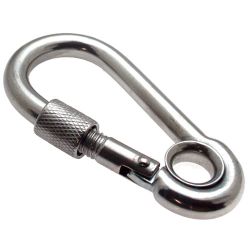 10er Pack Feuerwehr Karabinerhaken 80mm x 8mm mit Schraube und Kausche Edelstahl