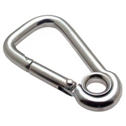 10er Pack Karabinerhaken asymmetrisch mit Kausche 80mm x 8mm Edelstahl V4A