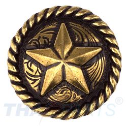 Concho #016 30mm Altmessing Western Texas Stern mit Seilrand Conchos