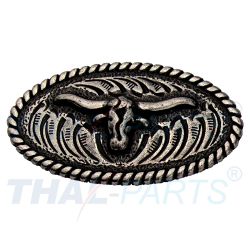 Concho #025 40mm Altsilbern Stierkopf Conchos Longhorn mit Lassorand