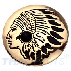 Concho #064 30mm Indianer Kopf Conchos Gold Stein Schwarz