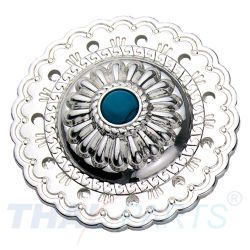 Concho #079 35mm Western Jumbo Conchos Silber Stein Blau