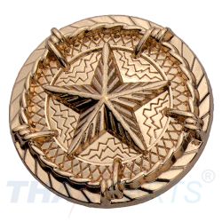 Concho #001 25mm Gold Western Texas Stern mit Stacheldraht Conchos
