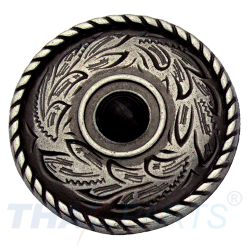 Concho #089 25mm Western Zaum Seil Conchos Antik Silber Stein Schwarz
