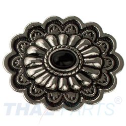 Concho #157 35mm Metal Jumbo Stempel Silber mit Stein Schwarz Conchos