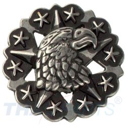 Concho #190 30mm Western Adlerkopf Pride Stern Conchos Antik Silber
