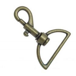 50er Pack Karabinerhaken 38mm x 60mm mit geradem Wirbel Altmessing
