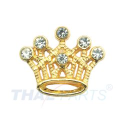 Strassmotiv Crown Krone klein Gold/Klar- zum Aufschieben 13mm Strass Motiv #346b