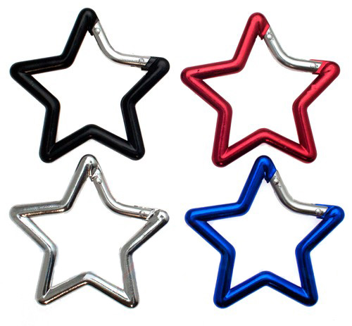 Sortiment Aluminium Karabinerhaken 12 teilig 4 Farben Stern 65mm eloxiert Star 