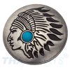 Concho #090 30mm Indianer Kopf Conchos Antik Silber Stein Blau