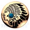Concho #084 30mm Indianer Kopf Conchos Gold Stein Blau